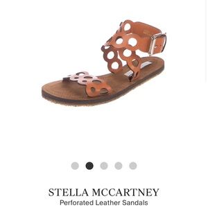 Stella McCartney Brown Vegan Leather Brown Perforated Ankle Buckle Sandals, 39.5